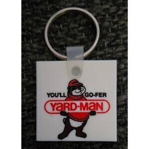 Vintage 1980s Rubbery Advertising Youll Gofer Yardman in Jackson, MI Keychain